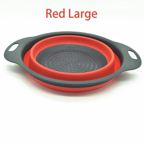 Foldable Silicone Colander Fruit Vegetable Washing Basket Strainer With Handle Strainer Collapsible Drainer Kitchen Tools