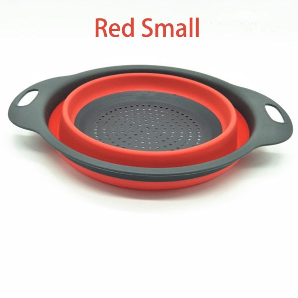 Foldable Silicone Colander Fruit Vegetable Washing Basket Strainer With Handle Strainer Collapsible Drainer Kitchen Tools