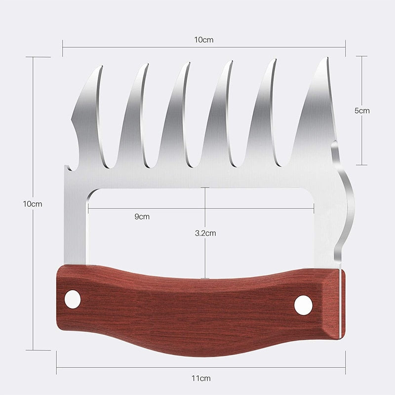Bear Claws Stainless Steel BBQ Meat Shredder Claws with Wooden Handle Bottle Opener Turkey Chicken Claws KC0423