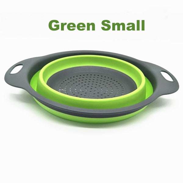 Foldable Silicone Colander Fruit Vegetable Washing Basket Strainer With Handle Strainer Collapsible Drainer Kitchen Tools