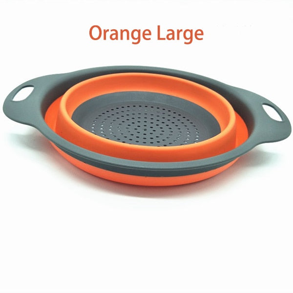 Foldable Silicone Colander Fruit Vegetable Washing Basket Strainer With Handle Strainer Collapsible Drainer Kitchen Tools