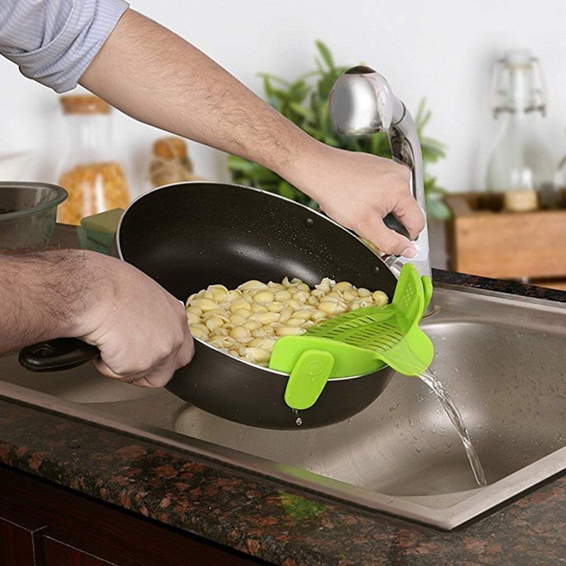Universal Silicone Clip-on Pan Pot Strainer Anti-spill Pasta Pot Strainer Food Grade Rice Fruit Colander Strainer KC0111