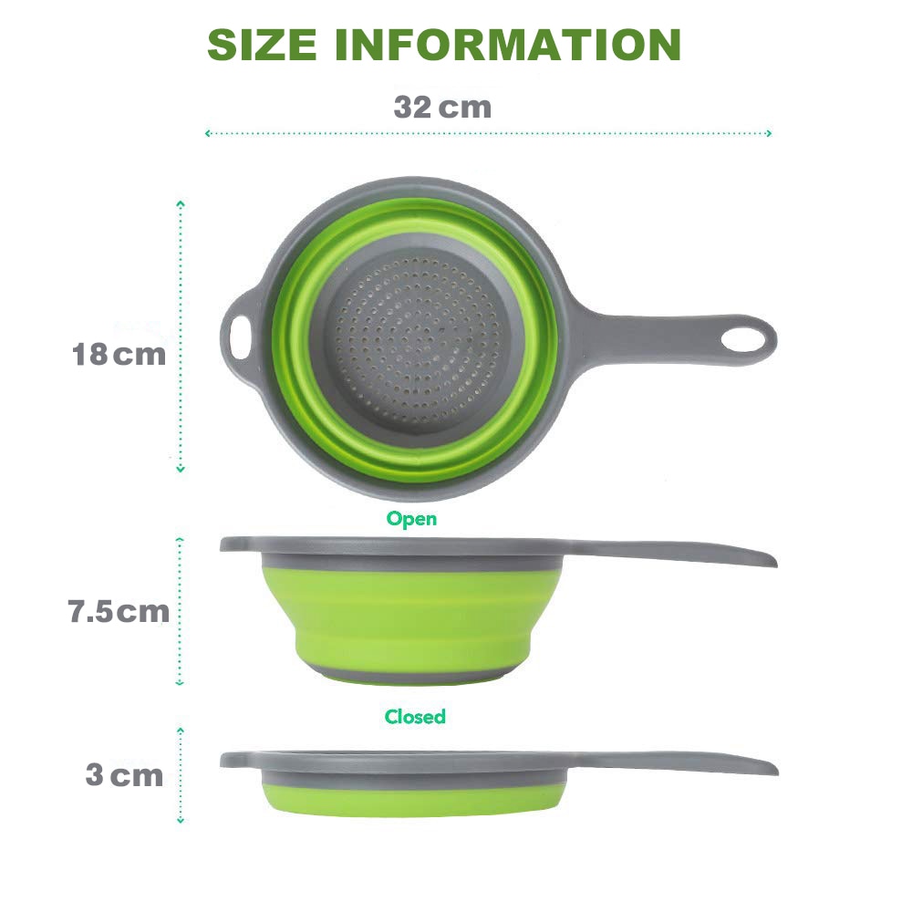 Foldable Silicone Colander Fruit Vegetable Washing Basket Strainer With Handle Strainer Collapsible Drainer  Kitchen Tools
