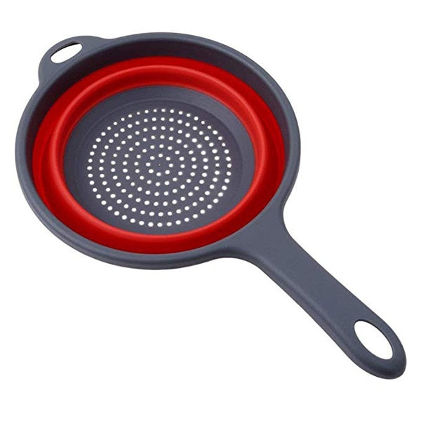 Foldable Silicone Colander Fruit Vegetable Washing Basket Strainer With Handle Strainer Collapsible Drainer  Kitchen Tools