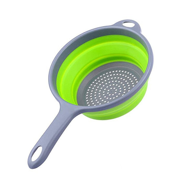 Foldable Silicone Colander Fruit Vegetable Washing Basket Strainer With Handle Strainer Collapsible Drainer  Kitchen Tools