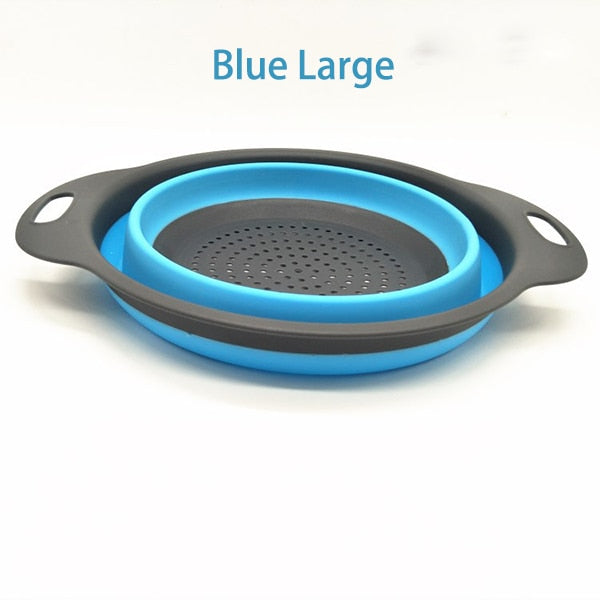 Foldable Silicone Colander Fruit Vegetable Washing Basket Strainer With Handle Strainer Collapsible Drainer Kitchen Tools