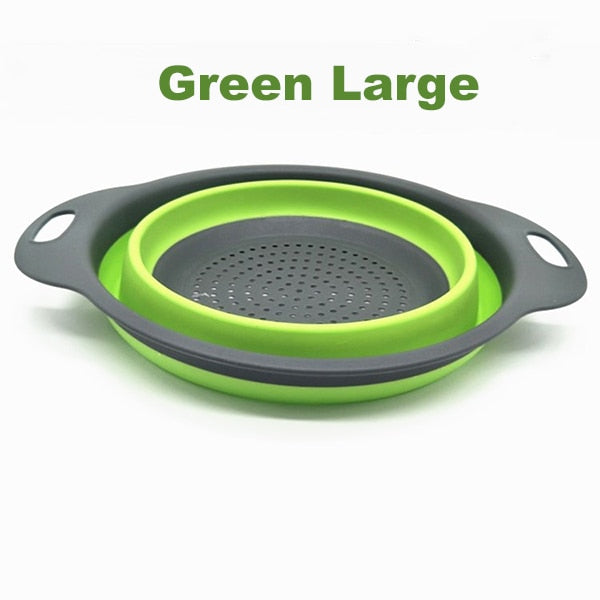 Foldable Silicone Colander Fruit Vegetable Washing Basket Strainer With Handle Strainer Collapsible Drainer Kitchen Tools