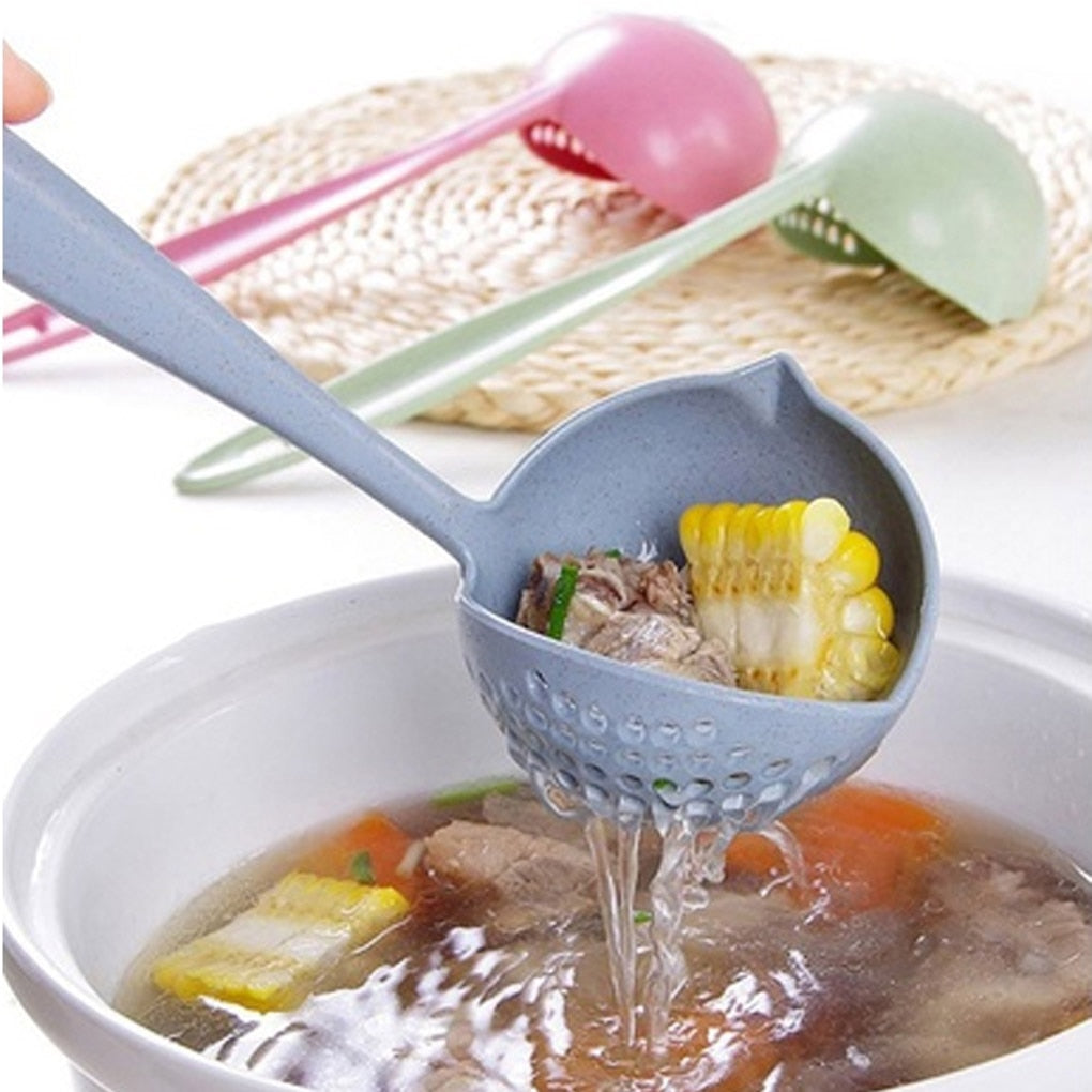 New Soup Spoon Long Handle Kitchen Strainer Solid Color Cooking Colander Kitchen Scoop Plastic Tableware Colander Hot