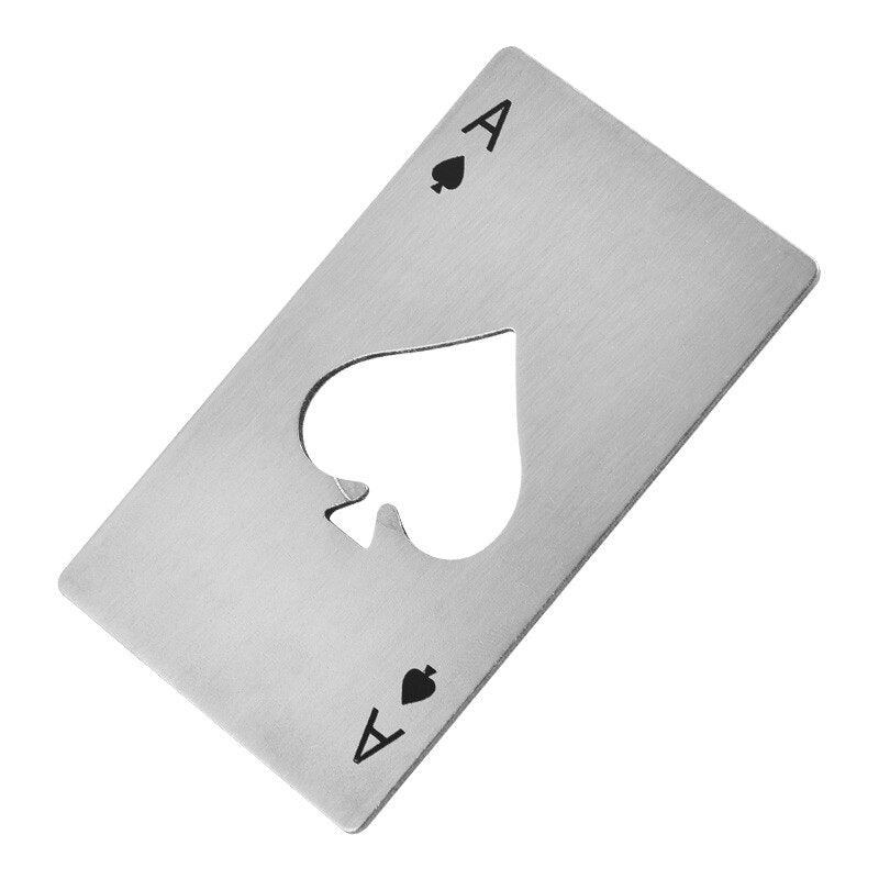 1pcsCreative Poker Shaped Bottle Can Opener Stainless Steel Credit Card Size Casino Bottle Opener Bottle Opener Magnet