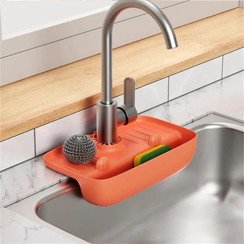 Faucet Mat for Kitchen Sink Splash Drain Pad Faucet Splash Catcher Countertop Protector for Bathroom Soap Drainer Tray