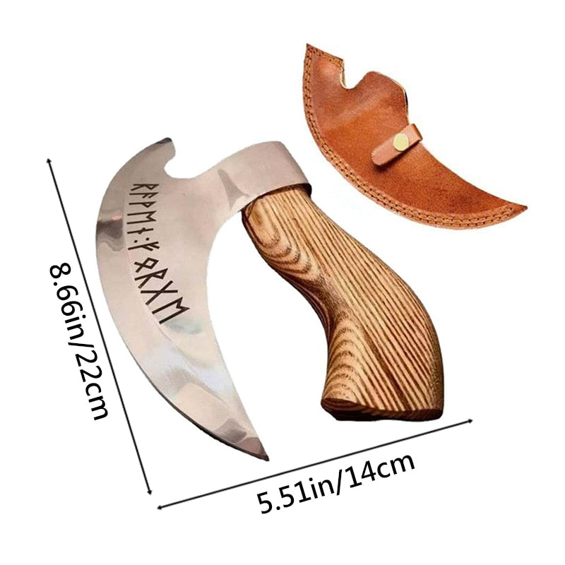 Pizza Axe Knife Stainless Steel Cutting Pizza Axe Vintage Wooden Handle Multifunctional Axe Cookie Scissor Kitchen Accessories