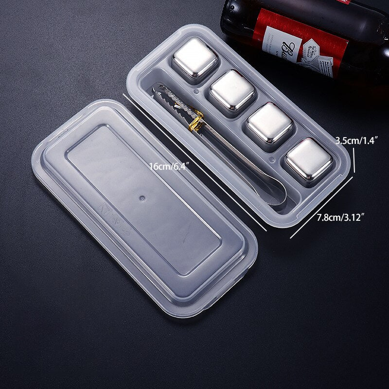 2-8 Pcs Stainless Steel Gold Ice Cubes Set Reusable Chilling Stones for Whiskey Cube Wine Cooling Cube Chilling Rock Bar Tool