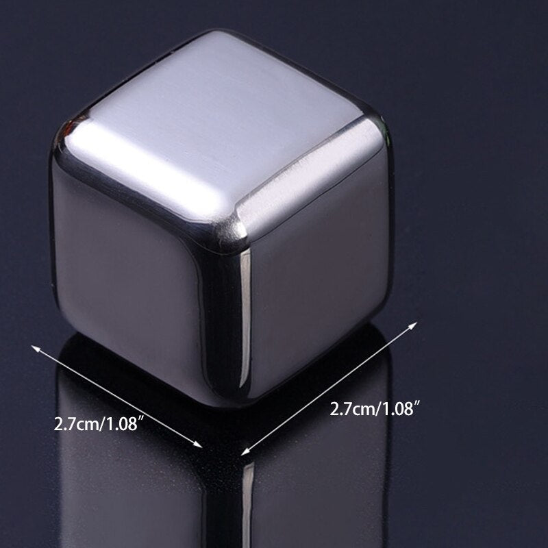 2-8 Pcs Stainless Steel Gold Ice Cubes Set Reusable Chilling Stones for Whiskey Cube Wine Cooling Cube Chilling Rock Bar Tool