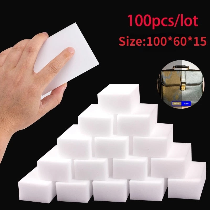 100 Pcs/lot Melamine Sponge Magic Sponge Eraser For Kitchen Office Bathroom Melamine Cleaner Tools Cleaning Sponge 100X60X15MM