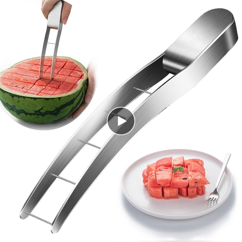 Watermelon Slicer Cutter Knife Tongs Corer Fruit Melon Stainless