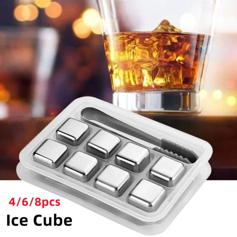 304 Stainless Steel Whiskey Stones Ice Cubes Magic Vodka Wine beer Cooler Bar Natural Whisky Rock Cooler Sipping Chiller Tool