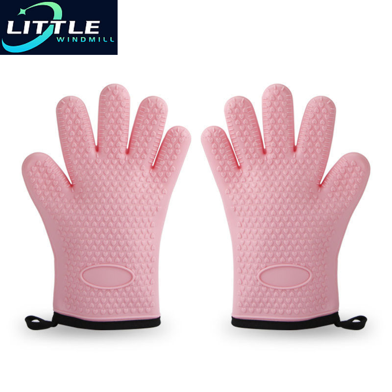 1 hand Bake Silicone Gloves Microwave Oven Baking Gloves Kitchen Anti-scald Anti-slip Silicone BBQ Oven Pot Holder Mitt Kitchen