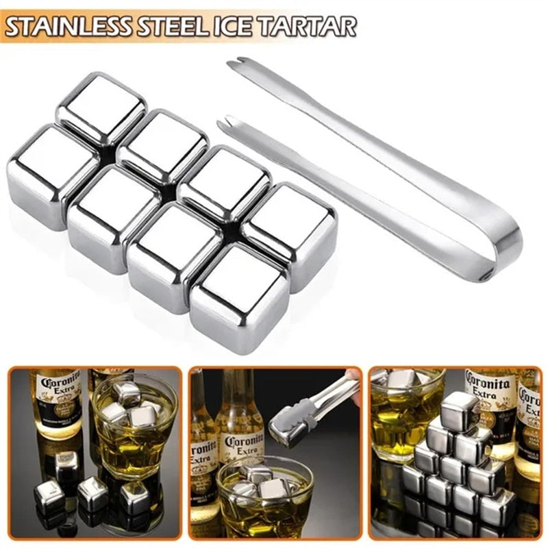 304 Stainless Steel Whiskey Stones Ice Cubes Magic Vodka Wine beer Cooler Bar Natural Whisky Rock Cooler Sipping Chiller Tool