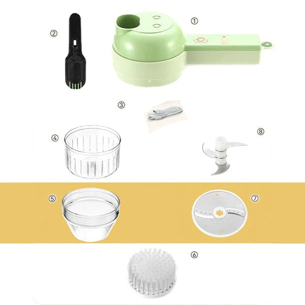 4In1 Multifunctional Electric Vegetable Cutter Slicer Garlic Mud Masher Garlic Chopper Cutting Pressing Mixer Food Slice