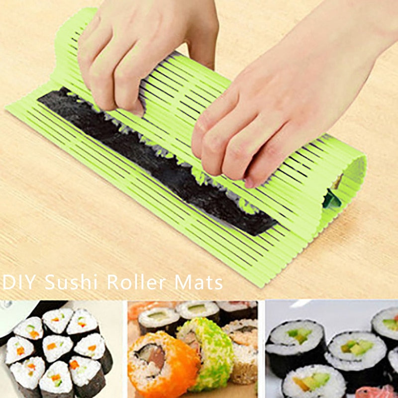 1pc DIY Silicone Sushi Roller Mats Washable Reusable Sushi Roll Mold Mat DIY Food Rolling Rice Rolling Maker Cake Roll Pad