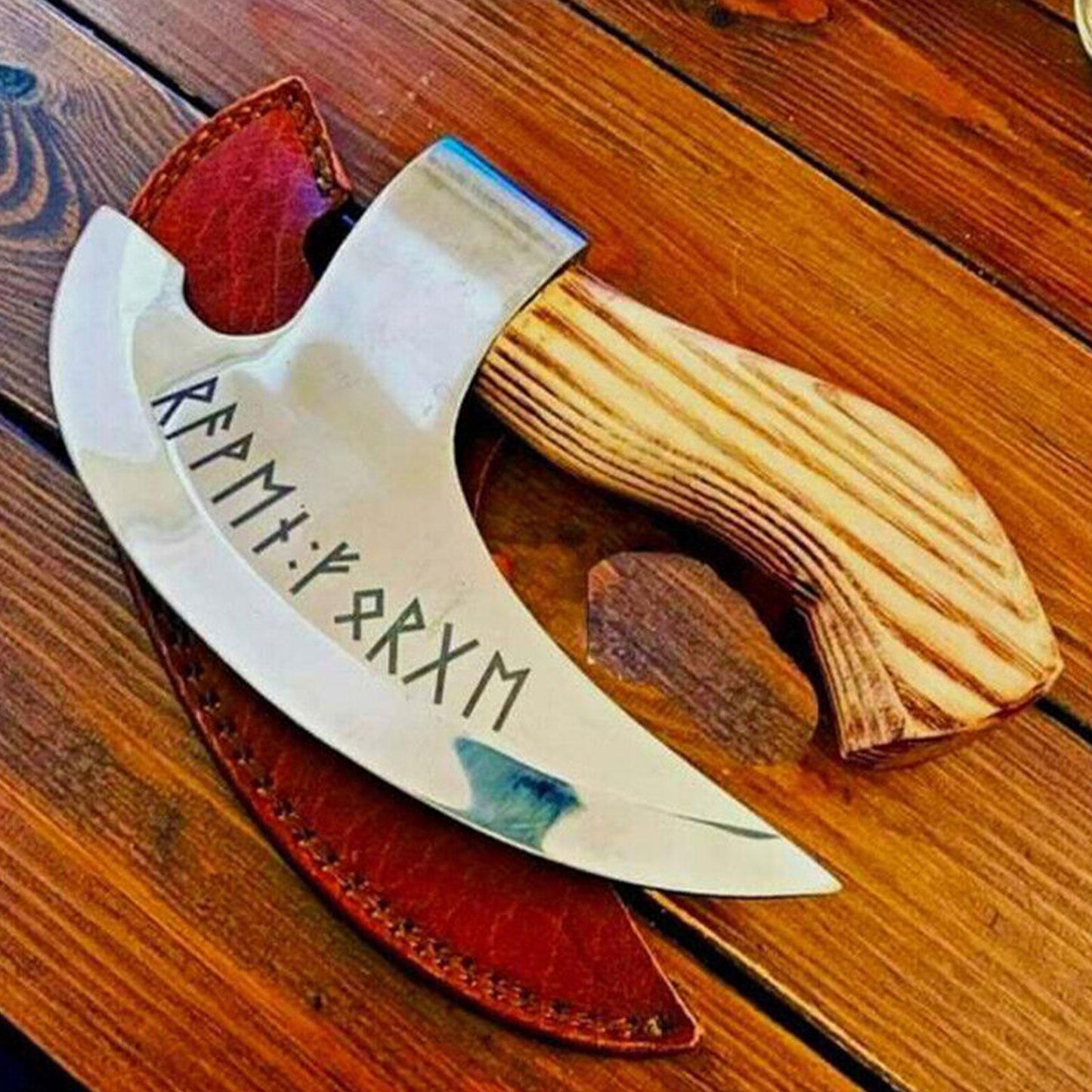 Pizza Axe Knife Stainless Steel Cutting Pizza Axe Vintage Wooden Handle Multifunctional Axe Cookie Scissor Kitchen Accessories