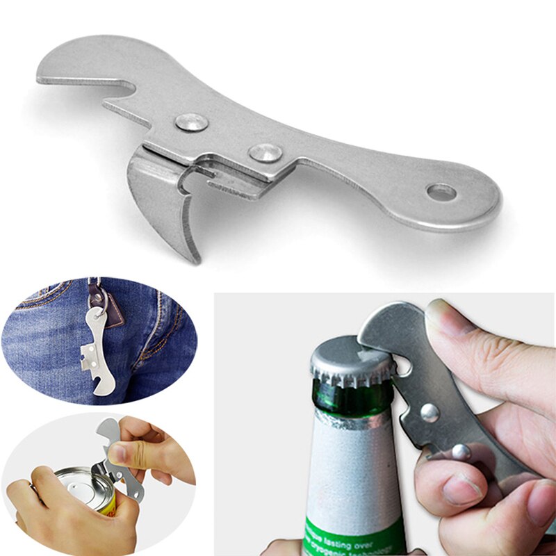 Multifunctional Zinc Alloy 3 In 1 Bottle Opener Keychain Outdoor Portable Mini Wine Beer Can Opener Wood Corkscrew Kitchen Tools