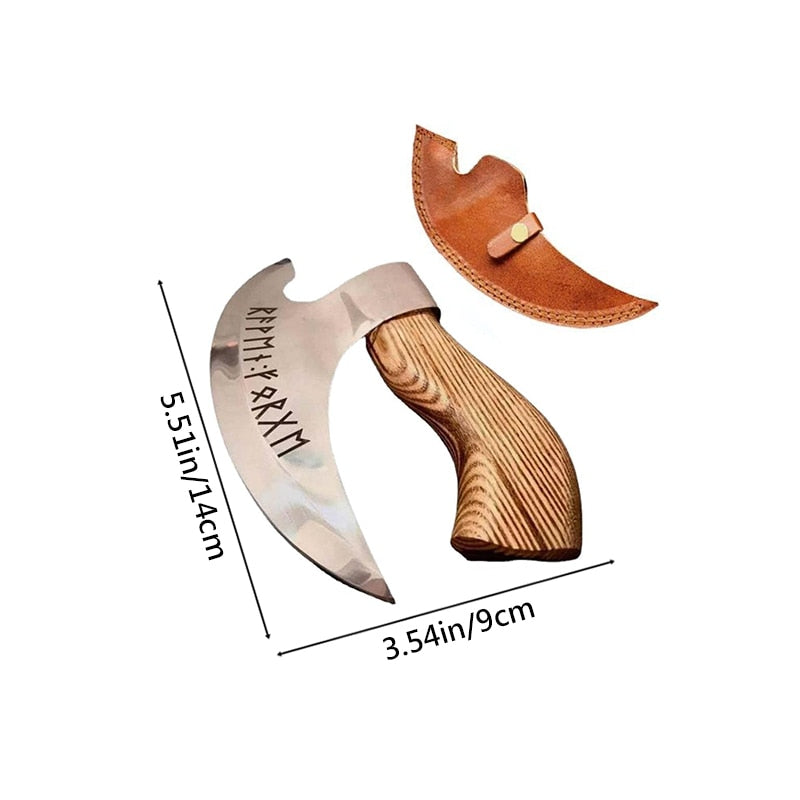 Pizza Axe Knife Stainless Steel Cutting Pizza Axe Vintage Wooden Handle Multifunctional Axe Cookie Scissor Kitchen Accessories