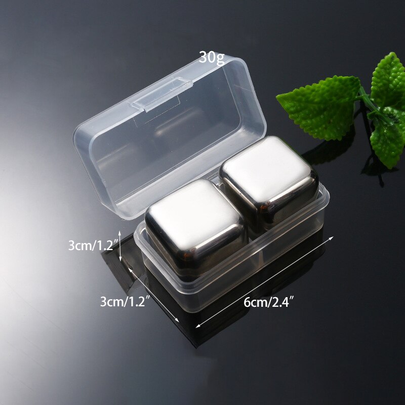 2-8 Pcs Stainless Steel Gold Ice Cubes Set Reusable Chilling Stones for Whiskey Cube Wine Cooling Cube Chilling Rock Bar Tool