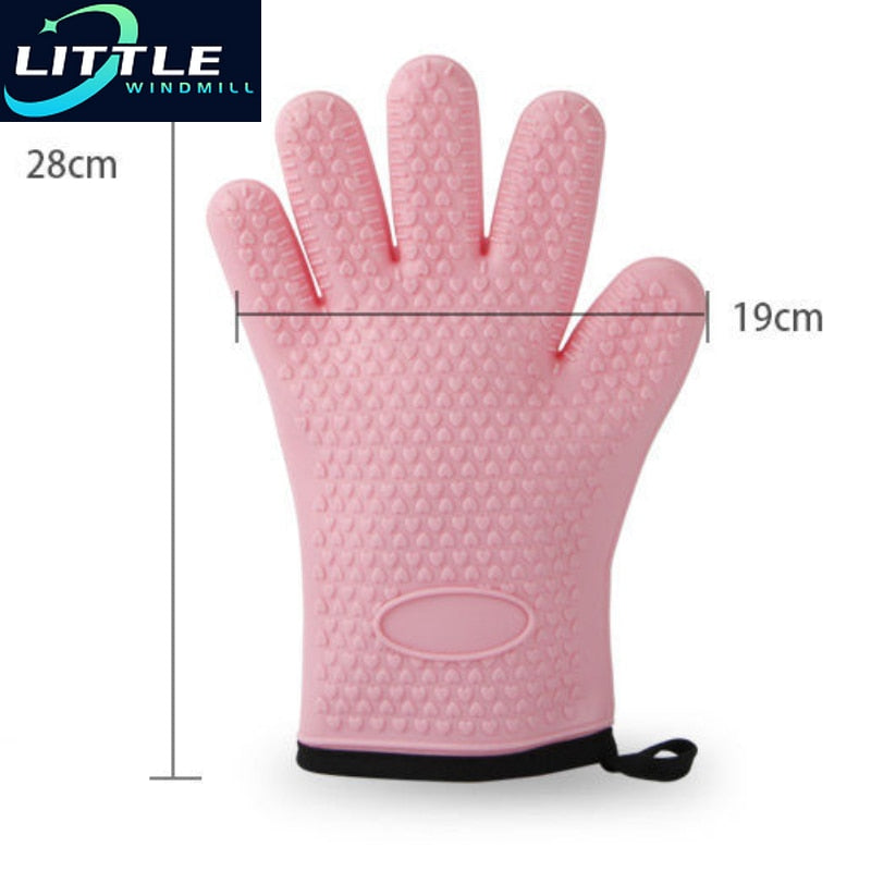 1 hand Bake Silicone Gloves Microwave Oven Baking Gloves Kitchen Anti-scald Anti-slip Silicone BBQ Oven Pot Holder Mitt Kitchen