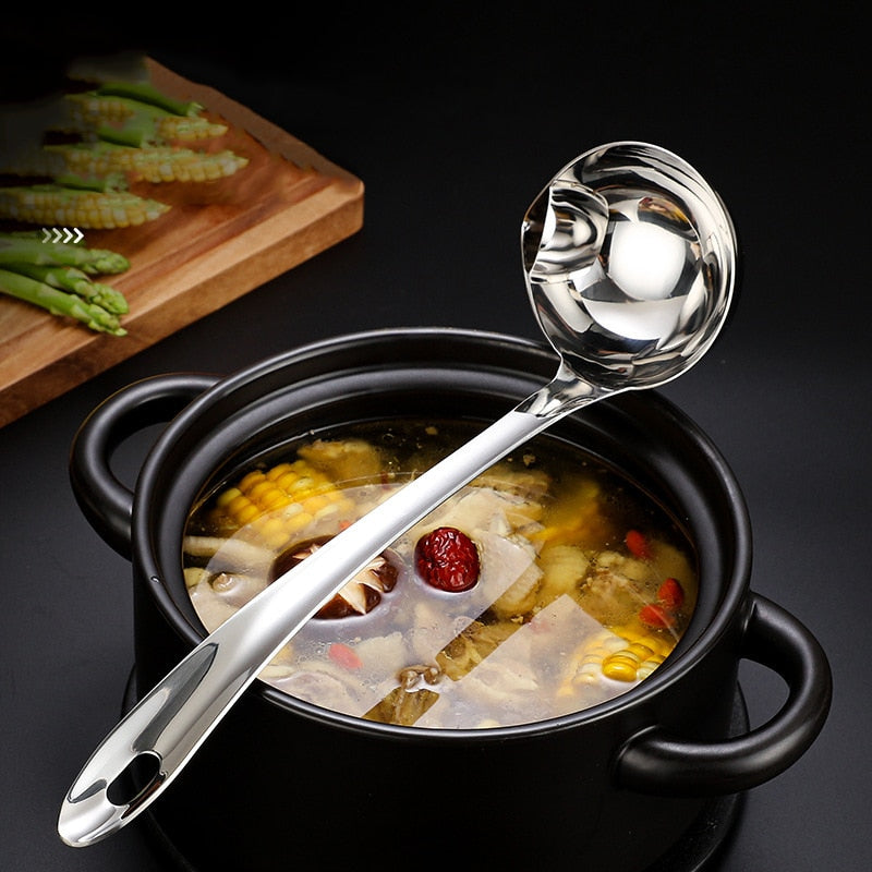 Stainless Steel Filter Spoon Soup Fat Oil Separator Ladles Skimmer Spoon Soup Colander For Kitchen Heat Insulation Anti-scalding