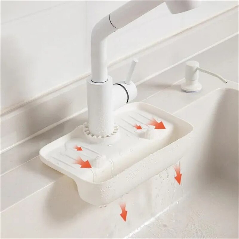 Faucet Mat for Kitchen Sink Splash Drain Pad Faucet Splash Catcher Countertop Protector for Bathroom Soap Drainer Tray