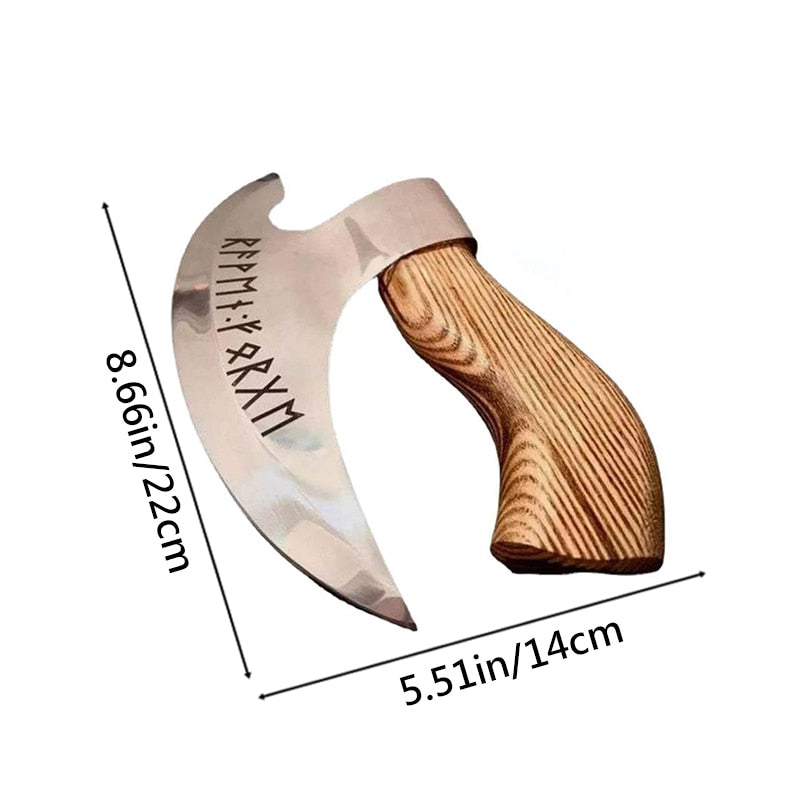 Pizza Axe Knife Stainless Steel Cutting Pizza Axe Vintage Wooden Handle Multifunctional Axe Cookie Scissor Kitchen Accessories