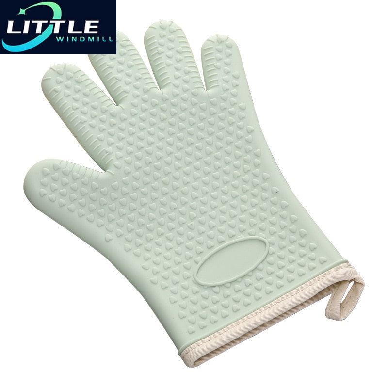 1 hand Bake Silicone Gloves Microwave Oven Baking Gloves Kitchen Anti-scald Anti-slip Silicone BBQ Oven Pot Holder Mitt Kitchen