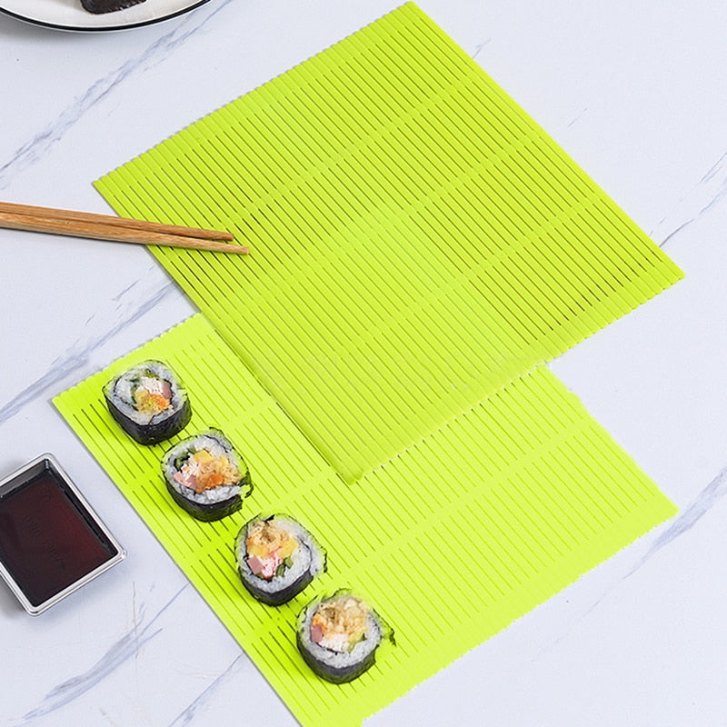 1pc DIY Silicone Sushi Roller Mats Washable Reusable Sushi Roll Mold Mat DIY Food Rolling Rice Rolling Maker Cake Roll Pad