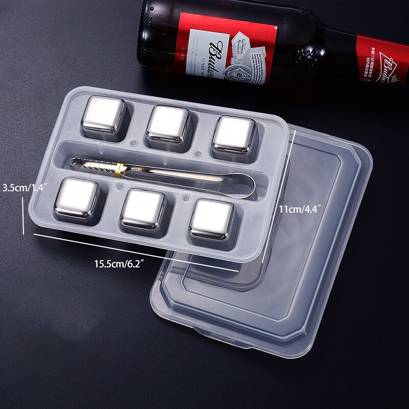 2-8 Pcs Stainless Steel Gold Ice Cubes Set Reusable Chilling Stones for Whiskey Cube Wine Cooling Cube Chilling Rock Bar Tool